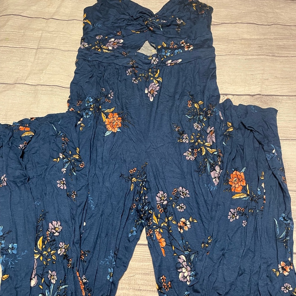 Pink Rose Blue Floral Dress